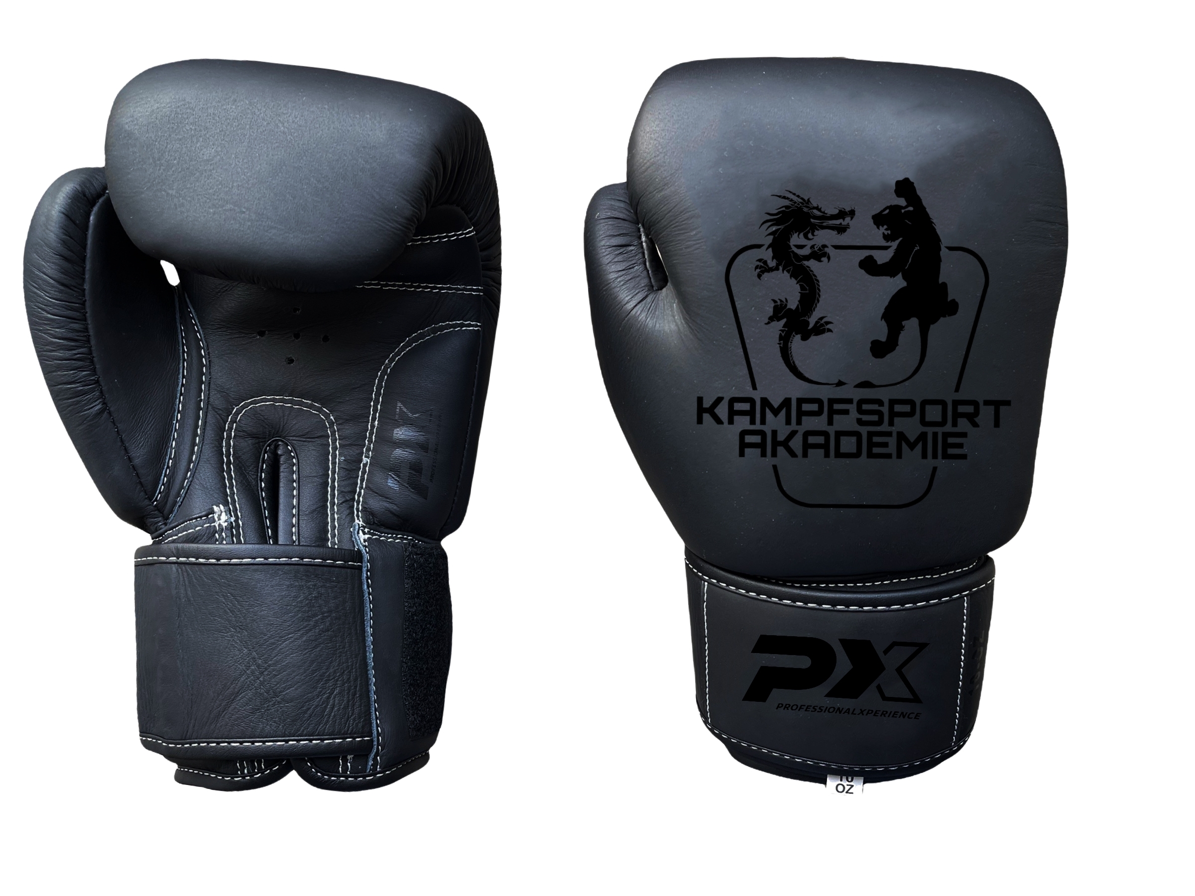 Boxhandschuhe "Kampfsport Akademie" 8 Oz, schwarz, Leder, Preis auf Anfrage!