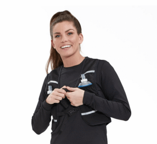 Lauf Weste Boona High-Viz schwarz inkl. 2 Softflask in S/M oder L/XL