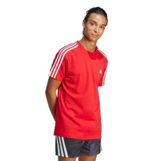 adidas Essentials 3-Stripes Herren Freizeit Shirt rot/weiß | Omidis.de