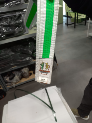 "Kampfsport Akademie" Gürtel Weiß KIDS Mittelstreifen Grün 220cm