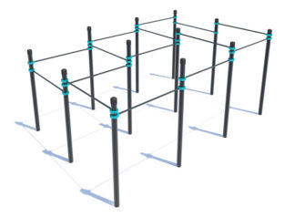 PK-011 Parkour complex with 15 horizontal high bars
