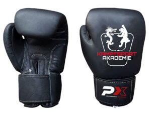 Boxhandschuhe "Kampfsport Akademie" 16 Oz, schwarz, Kunstleder
