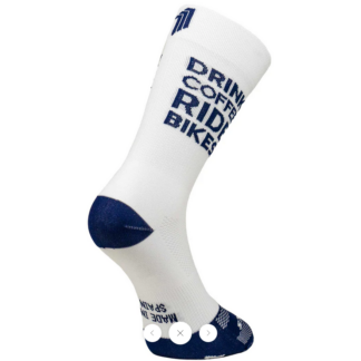 Radsocken Sporcks – Drink coffee ride bike – weiss