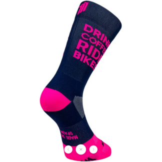Radsocken Sporcks – Drink coffee ride bike – blau