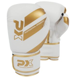 PX Boxhandschuhe, Kunstleder, weiß-gold, 14oz
