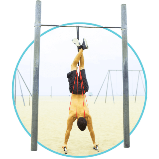 Handstand and Handstand Pushup with Resistance Bands