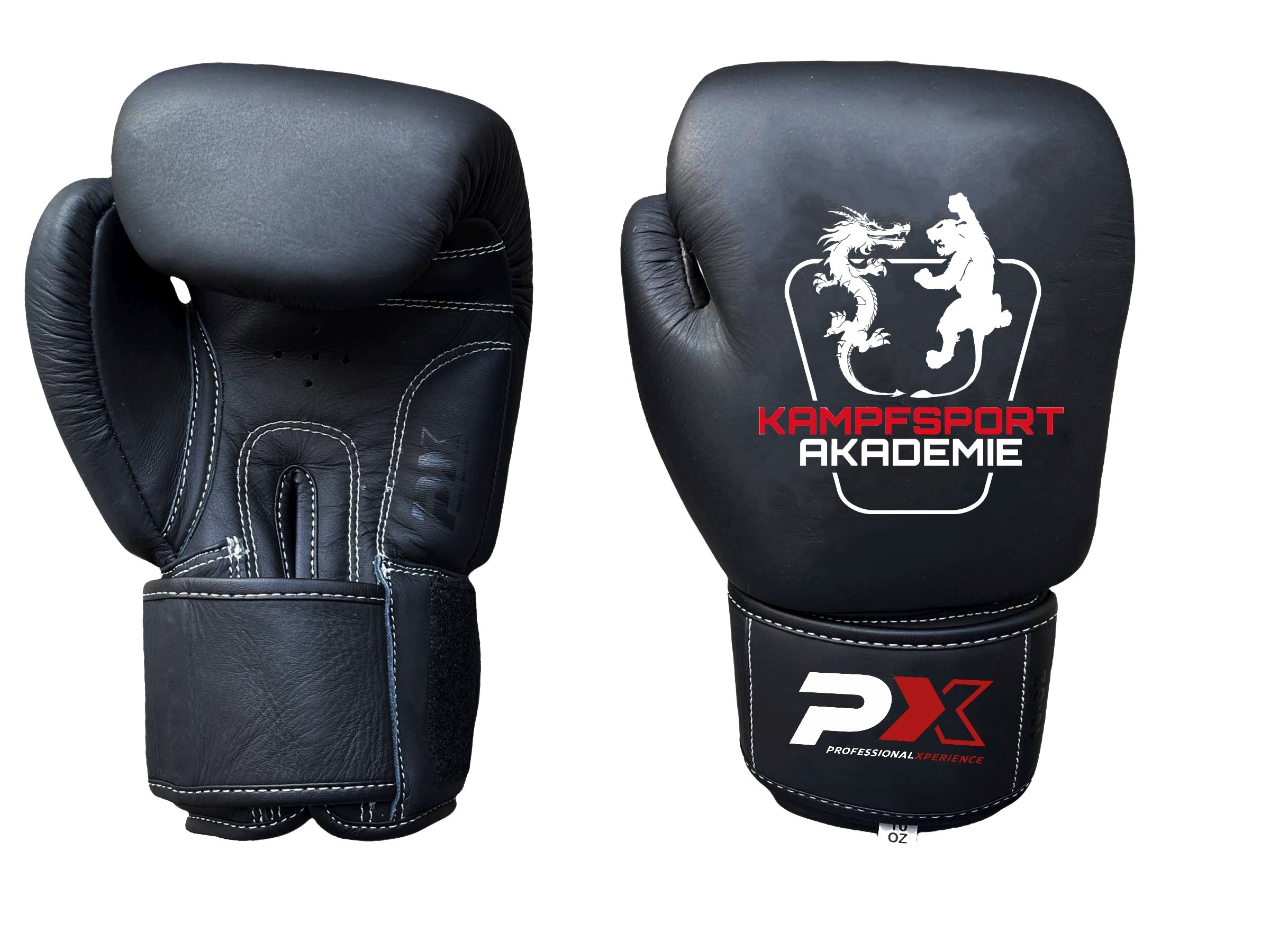 Boxhandschuhe "Kampfsport Akademie" 16 Oz, schwarz, Kunstleder - Image 4