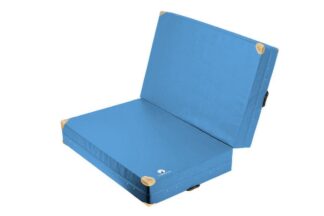 Weichbodenmatte klappbar hellblau mit Lederecken - 300 x 200 x 25 cm