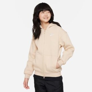 Nike NSW Club Fleece Oversized Full-Zip Kinder Hoodie  beige/weiß | Omidis.de
