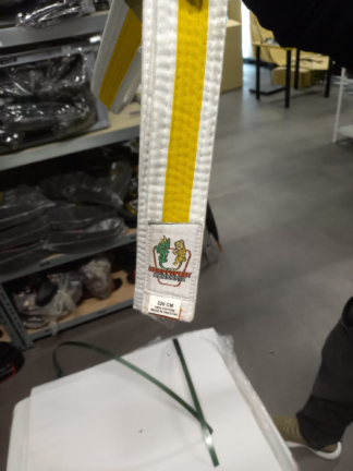 "Kampfsport Akademie" Gürtel Weiß KIDS Mittelstreifen Gelb 220cm