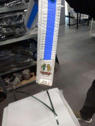 "Kampfsport Akademie" Gürtel Weiß KIDS Mittelstreifen Blau 280cm