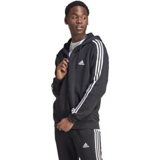 adidas Essentials Fleece 3-Stripes Full-Zip Herren Hoodie  schwarz/weiß | Omidis.de
