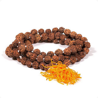 Mala Rudraksha 108 Perlen mit oranger Quaste