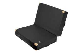 Weichbodenmatte klappbar schwarz mit Lederecken - 150 x 150 x 25 cm