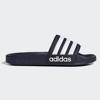 adidas Shower adilette Unisex Sandalen  dunkelblau/weiß | Omidis.de