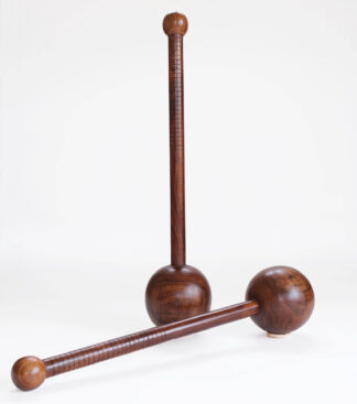 Bulava Clubs / Short Mace Pair – 2kg red oak - BMF BodyMindFit circular fitness tools
