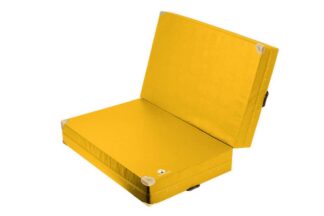 Weichbodenmatte klappbar gelb mit Lederecken - 150 x 150 x 30 cm