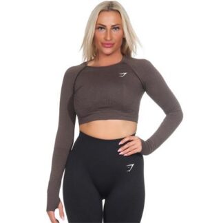 Gymshark Vital Seamless 2.0 Long Sleeve Damen Crop Top  dunkelbraun | Omidis.de