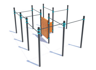 PK-009 Parkour Complex with two walls and 11 horizontal bars
