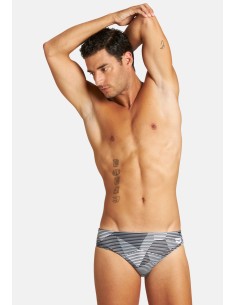Striped Geo Brief Badehose