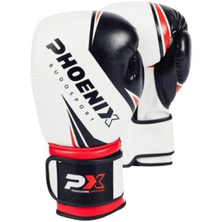 PX Boxhandschuhe, Kunstleder, weiß-schwarz-rot, 14oz