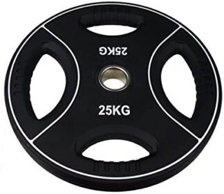 Polyurethan 4-Grip Hantelscheibe 50mm Schwarz/Weiß - Sport Enzinger