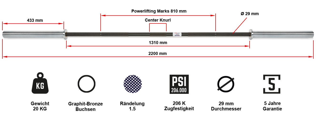 ATX® RAM BAR II - Powerlifting Bar - PRO Series - Black Oxid / Hartchrome - Sport Enzinger - Image 14
