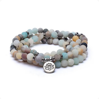 Mala Amazonit elastisch mit Lotus 0,8cm
