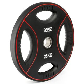 Polyurethan 4-Grip Hantelscheibe 50 mm Schwarz/Rot - Sport Enzinger
