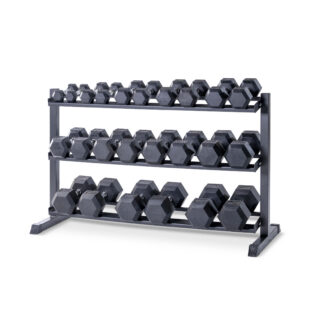 Hexagon Hantelsatz PVC 3-Reihig mit Home Gym Ablage - BMS Fitness