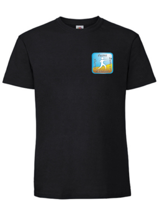 T-Shirt F185 Schwarz 3XL mit Patch auf Brust & Rückenflock