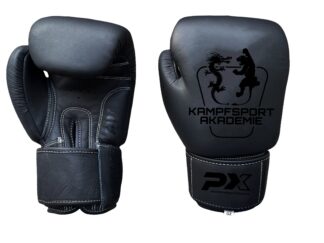 Boxhandschuhe "Kampfsport Akademie" 12 Oz, schwarz, Leder, Preis auf Anfrage!