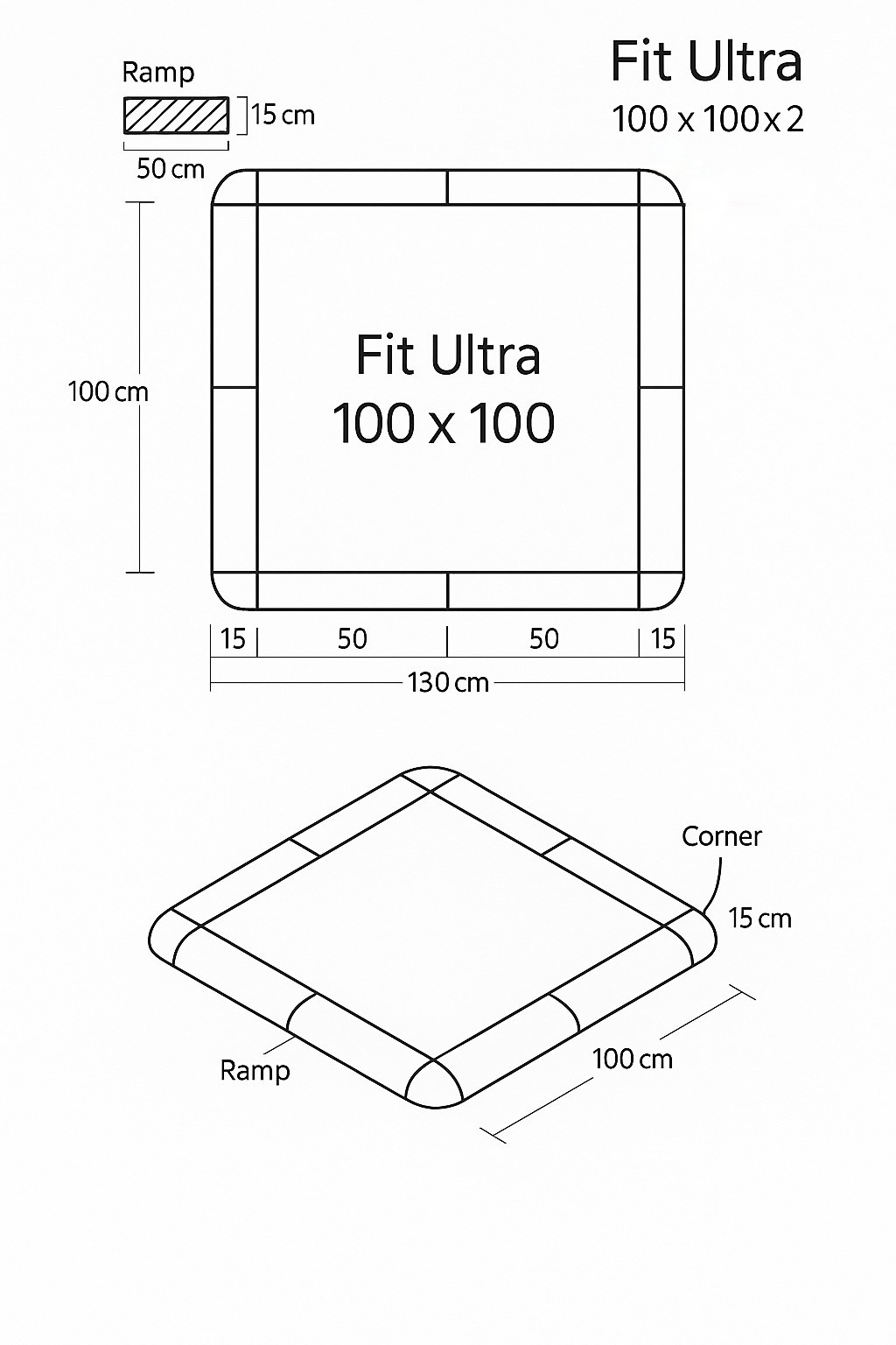 “FitUltra TURF”-100x100x2cm schwarz – Bodenschutzmatte inkl. 4 Verbinder - Image 18